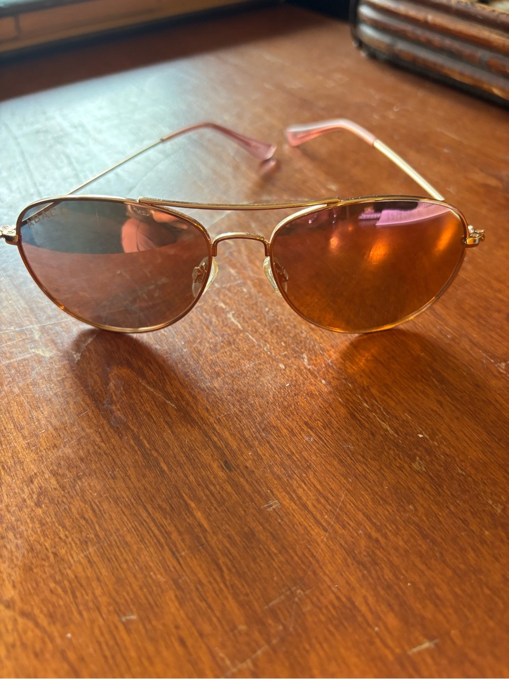 Abaco Pink Polarized Avery Aviator Sunglasses, classic gold metal frame
